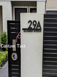 Personalized Custom Black Acrylic House Sign, Self-Adhesive Hollow Acrylic House Sign Customization, Selectable House Number And Street Name, Easy To Wall Mount, No Batteries Required - Suitable For Outdoor Use, Wall-Mounted Sign | Modern Design | HD Acrylic Material - Multicolor - View 1