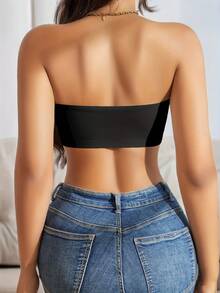 Women's Sexy Halter Tank Top - Front Closure, Pleated Design, No-Line Strap With Removable Padding, Nylon/Super Stretch Fiber Blend, Multicolor, Medium Support, Great For Adult Lingerie, Underwear, Halter Design - màu đen - Xem 2