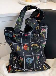 Embroidered Vintage Floral Tote Bag