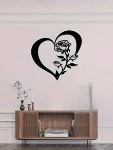 1 pièce Décoration murale minimaliste en métal en forme de cœur pour chambre à coucher, salon, mur de galerie, cadeau d'amour, décoration de maison, décoration de chambre, décoration murale, cadeau pour anniversaire, remise des diplômes, Saint-Valentin, mariage - Noir - Voir 4