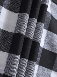 Mens Flannel Hoodie Shirts Long Sleeve Casual Plaid Jackets - White and Black - View 7