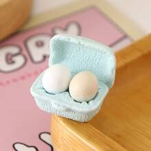 3 cajas de huevos de gallina miniatura realistas para casa de muñecas con bandejas, accesorios de cocina de casa de muñecas de color aleatorio, juguetes de modelo - multicolor - Ver 6