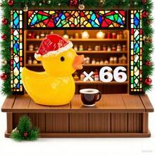 66pcsMini Resin Duck Miniature Santa Hat Duck Doll Decoration For Christmas, Crafts, Dollhouse, Slime, Home Decoration-Perfect Christmas Gift
