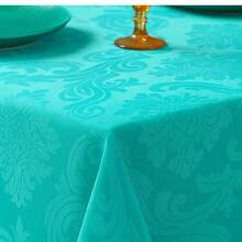 Durable And Elegant Rectangular Jacquard Fabric Tablecloth 4/6/8 Seats Luxury Promotion - 蒂法尼綠 - 查看 2