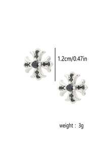 2 bông tai đính đá Zirconia hình thánh giá, chất liệu kim loại nhiều màu, phong cách Gothic, phù hợp để đeo hàng ngày cho nam giới - Bạc - Xem 7