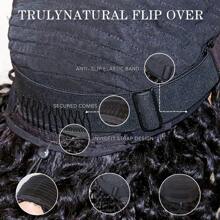 Water Wave Half Wig Brazilian Human Hair 3 In 1 Seamless Flip Over Water Curly Half Wigs Human Hair Glueless Wear And Go Beginner Friendly 150% Density - Natural Black - View 8