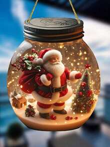 2 PIEZAS Atrapasol de acrílico 2D de Papá Noel Adorno colgante de bola de nieve de Papá Noel Estilo único Decoración navideña colgante para colgar en el techo, decoraciones para sala de estar, dormitorio, sala de estar, ventanas, puertas y jardín, decoraciones navideñas, decoraciones de invierno, adornos para árbol de Navidad