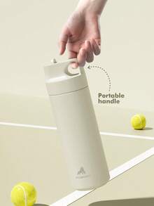 18oz Stainless Steel Insulated Water Bottle, Leakproof Portable Travel Mug With Straw For Hot And Cold Beverages For School, Gym, Office, And Outdoor Multiple Occasions - Milky White - View 6