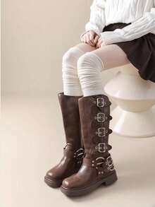 1双女士白色蕾丝拼接过膝袜，适合搭配装饰性高筒靴，复古风格，舒适袜子