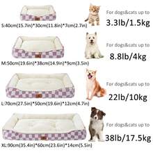 1 قطعة سرير حيوانات أليفة ذو نمط الشطرنج للكلاب والقطط، مصنوع من مادة قطيفة دافئة ومقاومة للرياح، مناسب للكلاب الصغيرة والمتوسطة والكبيرة، قاعدة مانعة للانزلاق ومقاومة للرطوبة، متوفر بألوان متعددة