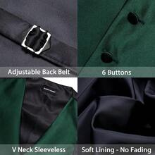 Formal Men Vest V-Neck Suit Vests Tie Bowtie Set Paisley Jacquard Waistcoat Clip Hanky Cufflink Lapel Pin Wedding 8PCShalloween - 翡翠綠 - 查看 7