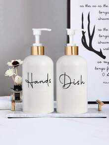 2 件 17 盎司洗手液分配器空乳液泵瓶，可再填充液体洗洁精瓶，适用于浴室、厨房水槽 - 白色 - 查看 4