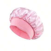 1 Stück atmungsaktive Satin-Seide Schlafkappe, elastisches breites Satin-Band Kappe für Frauen, verstellbare breite Schlafmütze geeignet für langes und lockiges Haar, mit weichem elastischem Band