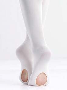 [60D 芭蕾紧身裤] 60D 可变换芭蕾破洞瑜伽紧身裤，女款，弹力破洞舞蹈裤，舞蹈长袜 1 双 - 彩色 - 查看 14