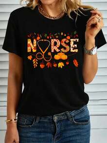 Nurse Thanksgiving Shirt Health Worker Nursing Fall Nurse T-Shirt, Graphic Tees Women