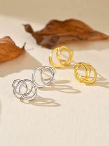 Pendientes de diseñador únicos de plata de ley 925 de estilo de línea de lujo ligero de Ewell, con diseño hueco retorcido para uso diario de niñas