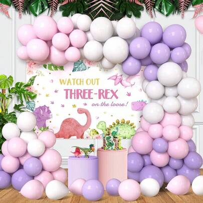 138pcs 5"/10"/12" Pink & Purple Balloons, Floral Wreaths, Arch Kit, Party Decorations For Girls Birthday, Gender Reveal, Carnival, Wedding