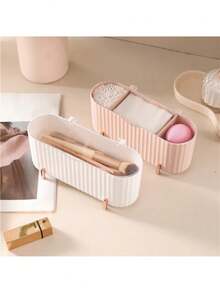 1 pieza Caja de almacenamiento de maquillaje de gran capacidad para escritorio con tapa antipolvo, adecuada para la organización del escritorio en el hogar