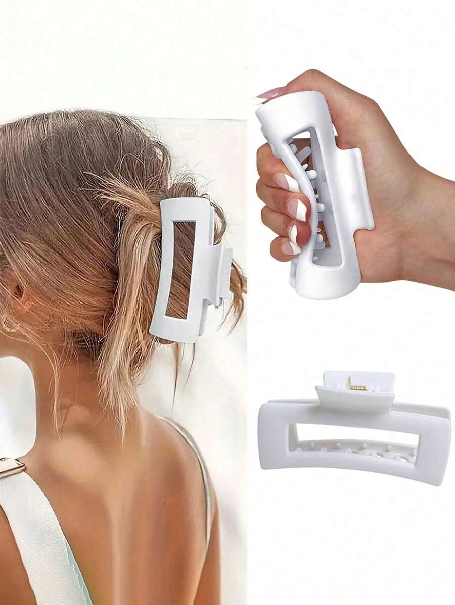2 piezas/1 pieza Pinza de pelo cuadrada hueca minimalista y suave, pinza de pelo mate gruesa, pinza de agarre de alta gama, nueva pinza antideslizante e irrompible, adecuada para uso casual, regalo para amigos, nuevo accesorio de pelo personalizado