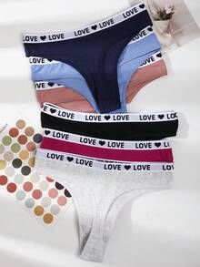 6pcs/Pack Women's Seamless Thong Panties, Sexy Bodysuit Thong, Mid-Waist Breathable & Comfortable Stretchy Lingerie - Multicolor - View 4