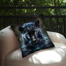 TOPSSCTR 1 pieza, Funda de almohada con diseño contemporáneo de tigre y leopardo - 17.7 pulgadas, tela de poliéster de piel de melocotón, funda de almohada estampada con vida silvestre por un solo lado - Funda decorativa para cojín de sofá - Tema animal - Para decoración de sala de estar y dormitorio - Ideal para amantes de los animales, sin relleno de almohada