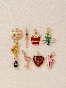 1pc Cute & Fashionable Cat Heart Dragonfly Shell Pendant, 18K Gold Plated, Easy To Match And Showcase Feminine Charm, Suitable As A Delicate Pendant For DIY Jewelry, Necklace, Bracelet, Earrings, Keychain, Bag Accessories, Women's Jewelry Accessories, Wallet Accessories, Pendant, DIY Accessories, Women's Jewelry Gifts - Multicolor - View 4