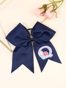 1 件海军蓝啦啦队蝴蝶结，适合女士女孩 A-Z 字母刺绣罗缎丝带蝴蝶结发带纯色字母花朵刺绣蝴蝶结发带优雅蝴蝶结松紧带休闲纯色蝴蝶结发绳啦啦队蝴蝶结橡皮筋女士发饰、马尾辫夹、发圈、发带、弹性发带、家居美容女士配饰礼品 - 藏蓝色 - 查看 9