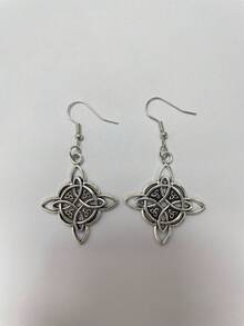 1 Pair Fashionable Vintage Bohemian Earrings, Suitable For Women's Daily Wear, Stylish Jewelry, Valentine's Day/Holiday Gift - Silver - View 3