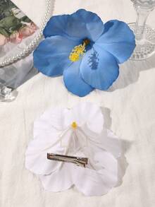 2件套波西米亚风米色和蓝色仿五瓣花发夹，优雅甜美，适合海滩度假、刘海装饰等场合，可作发夹、发爪、发卡、发夹等，也可作头饰或发卡。 - 彩色 - 查看 5