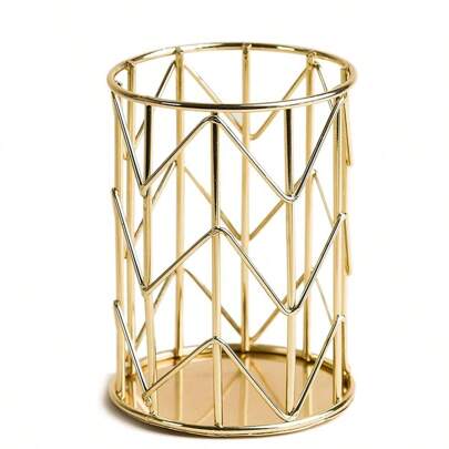 Pen Holder For Desk Gold Metal Pen Holder Makeup Brushes Cup Pencil Holders Office&Home Organizer,Stationery,Back To School,Bag,Case