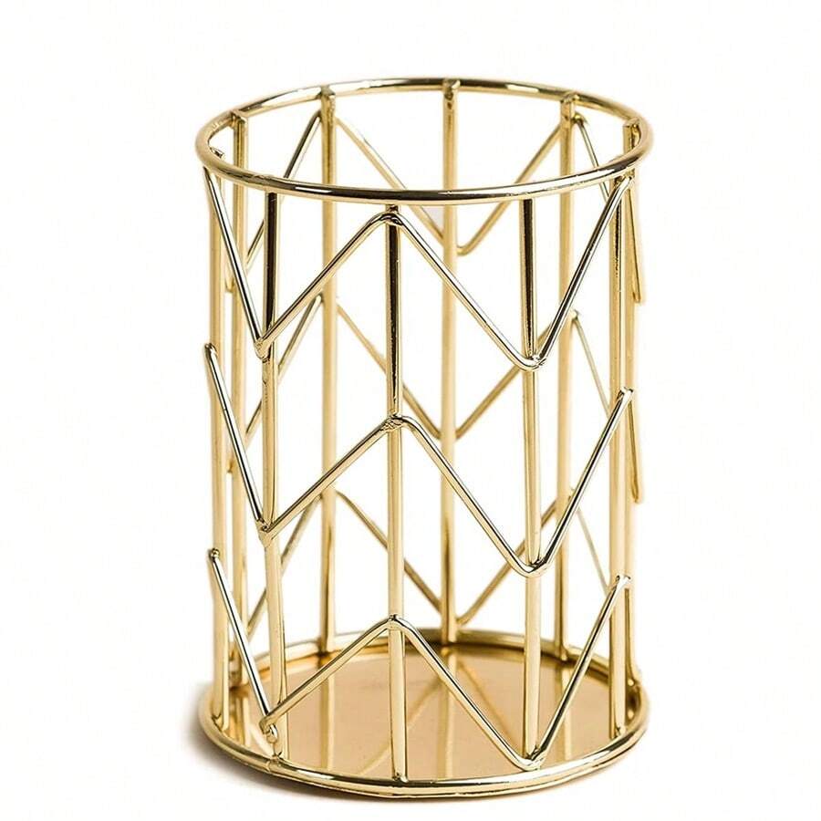 Pen Holder For Desk Gold Metal Pen Holder Makeup Brushes Cup Pencil Holders Office&Home Organizer,Stationery,Back To School,Bag,Case - Single Piece - View 1