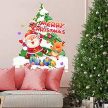 Cartoon Weihnachtsmann Wandaufkleber, geeignet für Weihnachtstür Aufkleber, Schlafzimmer, Wohnzimmer, Arbeitszimmer, Weihnachtsbaum Dekorationsaufkleber, selbstklebende Wandaufkleber, Feste, Partys, Atmosphäre, Dekoration
