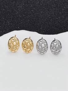 1 par de pendientes de botón cuadrados con textura geométrica vintage, pendientes de pepita chapados en oro de 18 quilates para hombres, pendientes de atuendo urbano, joyería diaria para hombres - Cuadrado - Ver 8