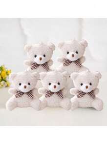 5个卡通领结泰迪熊毛绒玩具，可DIY钥匙扣、包包挂件，适合情人节、毕业派对、生日礼盒、婚礼派对装饰、生日派对DIY装饰、包包钥匙扣挂件、圣诞节、儿童派对礼物、儿童礼物、泰迪熊 - 彩色 - 查看 7