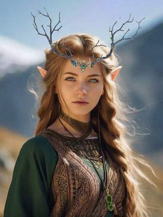 1 件手工制作的森林风格树枝和藤蔓水晶头饰、仙女眉毛吊坠装饰头带、树枝花冠头饰、花冠、皇冠、服装皇冠、发环、头花环、发藤、发圈、金皇冠、新娘、金色头饰、皇冠、婚礼、夏威夷服装（女士）