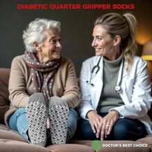 6 Pairs Men's Ankle Socks Non-Skid Grip Diabetic Ankle Quarter Socks Non Binding Loose Fit Top - 灰色 - 查看 3