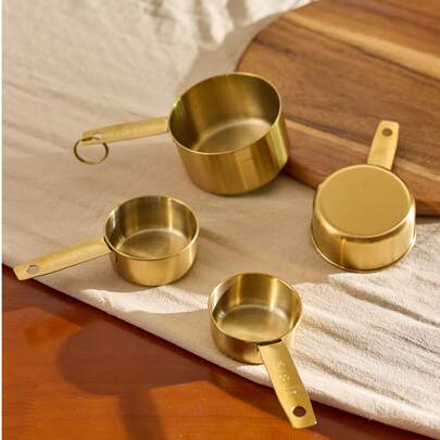 Cirelle 4pcs Stainless Steel Measuring Cup, Gold Measuring Spoon For Household