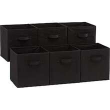 13"X13"X13" 6-Pack Foldable Storage Bins Collapsible Closet & Toy Organization Boxes Space Saving Fabric Cubes  For Shelves Black - 黑色 - 查看 1