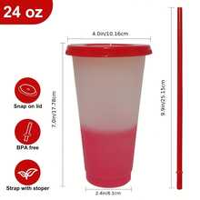 10/20 Pack Color-Changing Cup With Lid And Straw, Temperature-Sensitive Color-Changing Cup Changes Color When Cooled, Large-Capacity Straw Cup, Pp Plastic Cup, Water Cup, Fashionable Pp Plastic Water Bottle, Suitable For Travel And Halloween Parties, Most Suitable For Christmas, Very Suitable For Thanksgiving - Cốc đổi màu (10 chiếc) - Xem 7