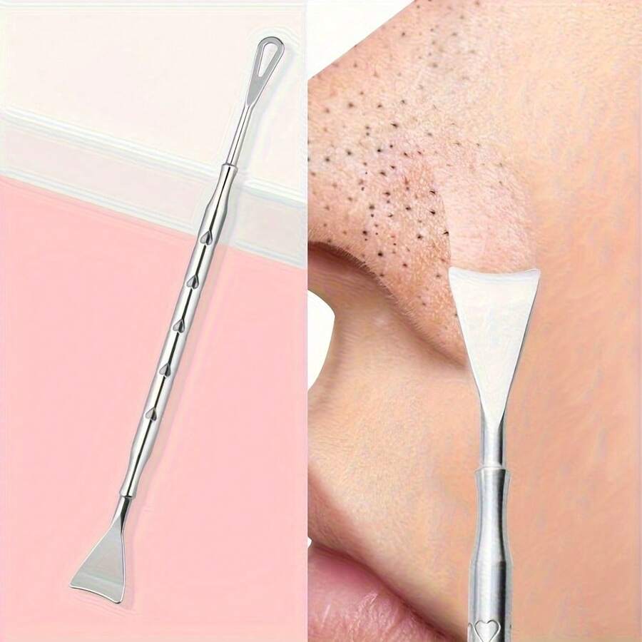 Stainless Steel Double Ended Blackhead Remover Tool - Hypoallergenic Extractor And Nose Cleaner, Ergonomic Portable Skin Care Device, Glossy Metal Surface, No Electricity Required Suitable For All Light Beige Types, Durable Light Beige Care Accessories, Glossy Metal Design, Hypoallergenic Design - 不銹鋼祛痘針 - 查看 1