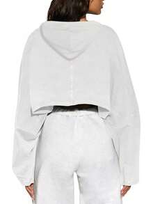 Women's Hoodies Pullover Long Sleeve Cropped Sweatshirt Loose Shirt - 粉紅-a - 查看 8