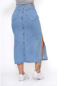 Simple Casual Elegant Cute Pocket Button Zipper Daily Denim Skirt - Màu xanh lam - Xem 6