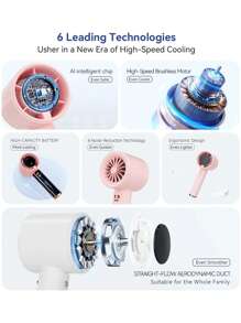 1个撞色男女通用情侣USB充电长效高速涡轮旋转风扇，100档风速，迷你手持式，电镀时尚，适合作为礼物、户外旅行、海滩、运动、居家、办公、日常使用、春夏精选、伴娘礼物、房间、卧室装饰、海滩、旅行、男士、女士、度假用品 - Mini Handheld Fan - 查看 11