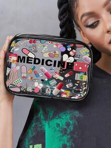 Túi đựng thuốc EDICINE mới - Túi đựng mỹ phẩm mini, túi đựng đồ vệ sinh cá nhân trong suốt, đồ dùng du lịch thiết yếu, túi đựng đồ vệ sinh cá nhân du lịch có khóa kéo, túi đựng đồ vệ sinh cá nhân bằng PVC trong suốt đi biển, túi đựng đồ chống thấm nước, túi đựng đồ trong suốt, túi đựng cáp và giao diện USB, có thể đựng thuốc, bộ dụng cụ y tế, v.v. - Nhiều màu - Xem 4