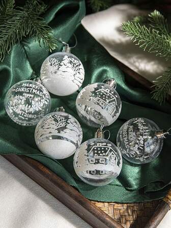 6/3 件圣诞雪花闪光球、圣诞树闪光球饰品、门和壁炉装饰挂球、圣诞花环 DIY 配件球，适用于圣诞节和新年庭院和花园装饰