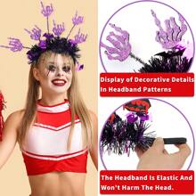 1pc New Halloween Headband With Pumpkin, Spider, Fur Decor, Funny Radial Tinsel Hair Accessory For Halloween Party