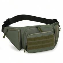 1 pièce Sac banane tactique pour hommes en nylon, sac banane mode et imperméable avec sangle réglable, grande capacité, sac banane polyvalent pour passeport, idéal pour les voyages, la randonnée, le jogging, le cyclisme, les sports de plein air, la chasse, l'escalade, le camping - Noir - Voir 8