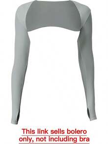 Women Crop Top Long Sleeve Bolero Open Front Workout Cropped Shirts Sports Shrug - 淺灰色 - 查看 2