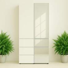 Elise Modular Wood Closet System With Mirror In White