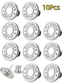 4件/6件/10件牛仔裤替换纽扣腰部免钉牛仔裤纽扣，银色字母腰扣多功能可拆卸塔扣牛仔裤裙腰部调整尺寸变化牛仔裤固定扣，免钉可拆卸牛仔裤纽扣替换套装，无需缝纽扣 - 彩色 - 查看 15